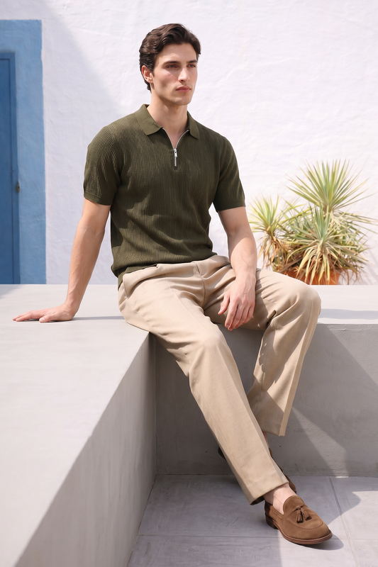 Loose Guage Zipper Polo - 6003
