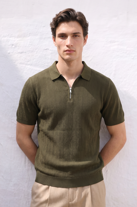 Loose Guage Zipper Polo - 6003