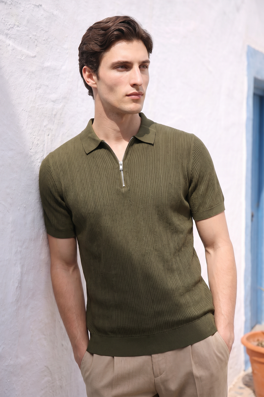 Loose Guage Zipper Polo - 6003