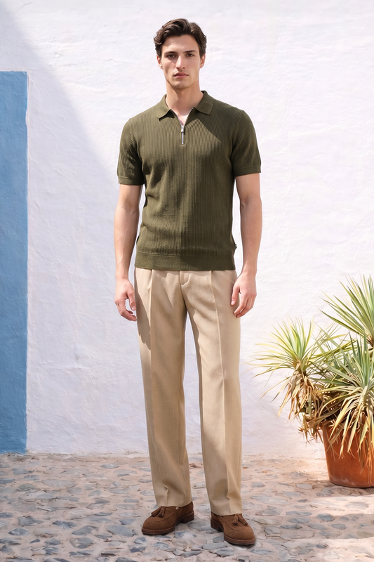 Loose Guage Zipper Polo - 6003