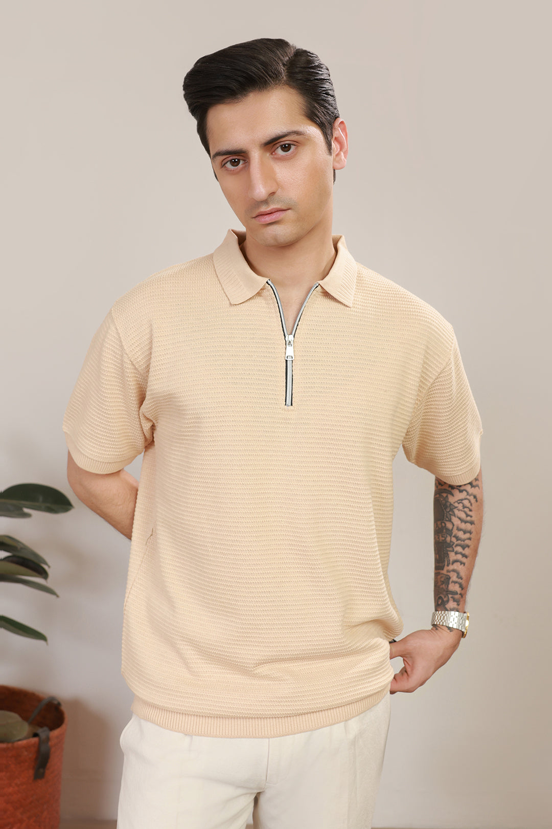 Loose Guage Zipper Polo - 6001