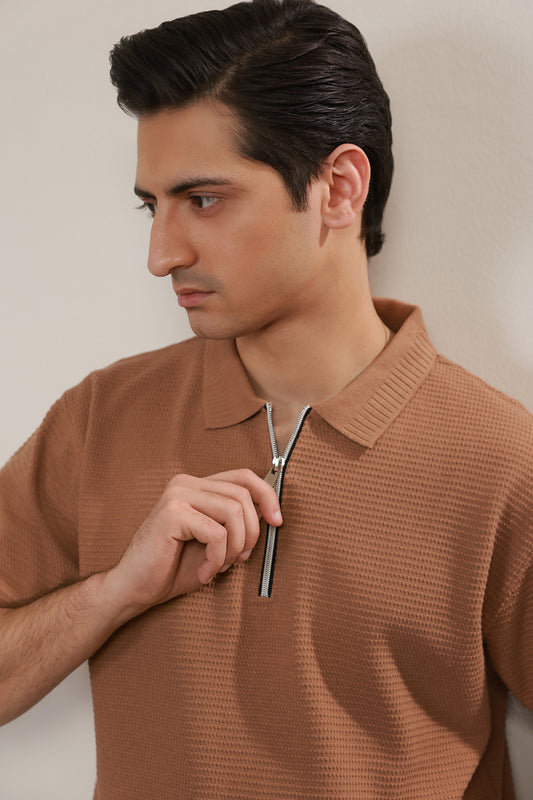 Loose Guage Zipper Polo - 6001