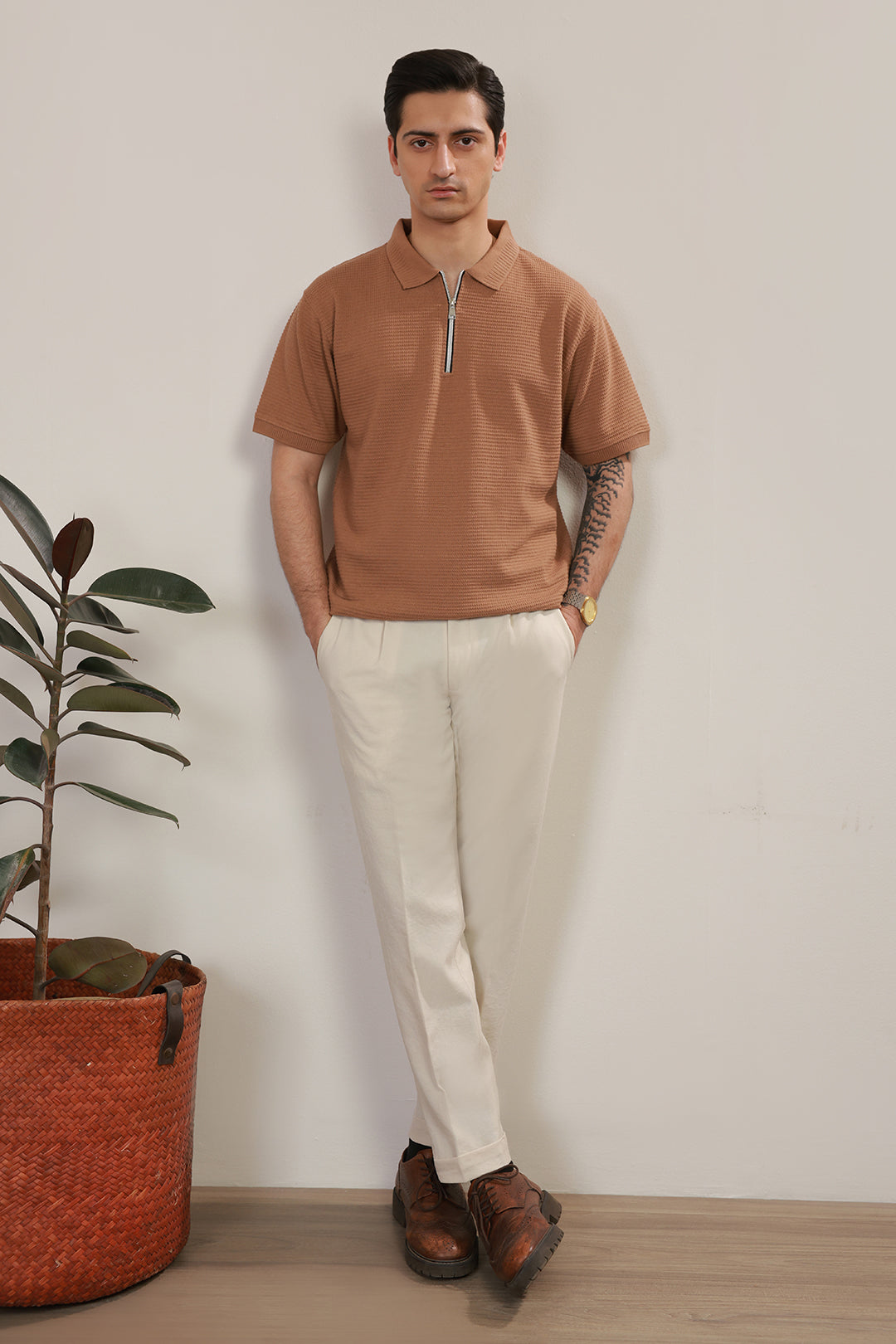 Loose Guage Zipper Polo - 6001