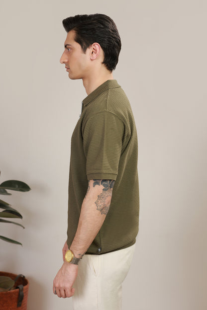 Loose Guage Zipper Polo - 6001