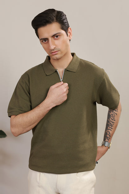 Loose Guage Zipper Polo - 6001