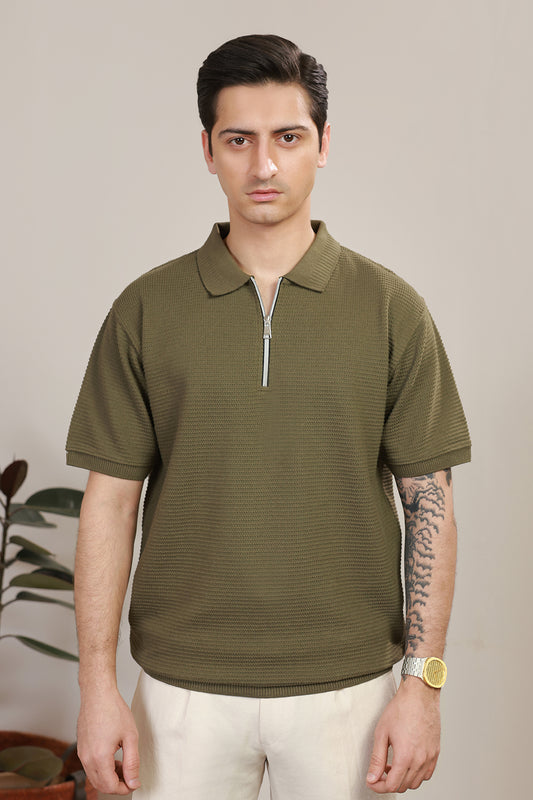 Loose Guage Zipper Polo - 6001