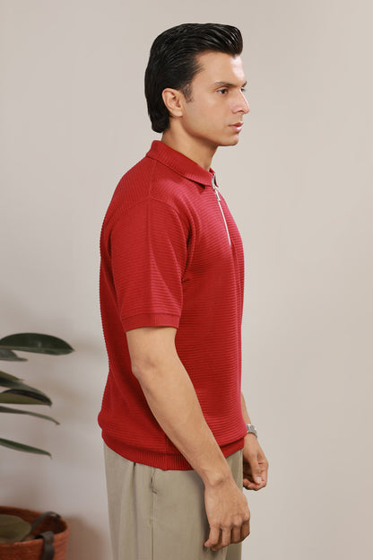 Loose Guage Zipper Polo - 6001