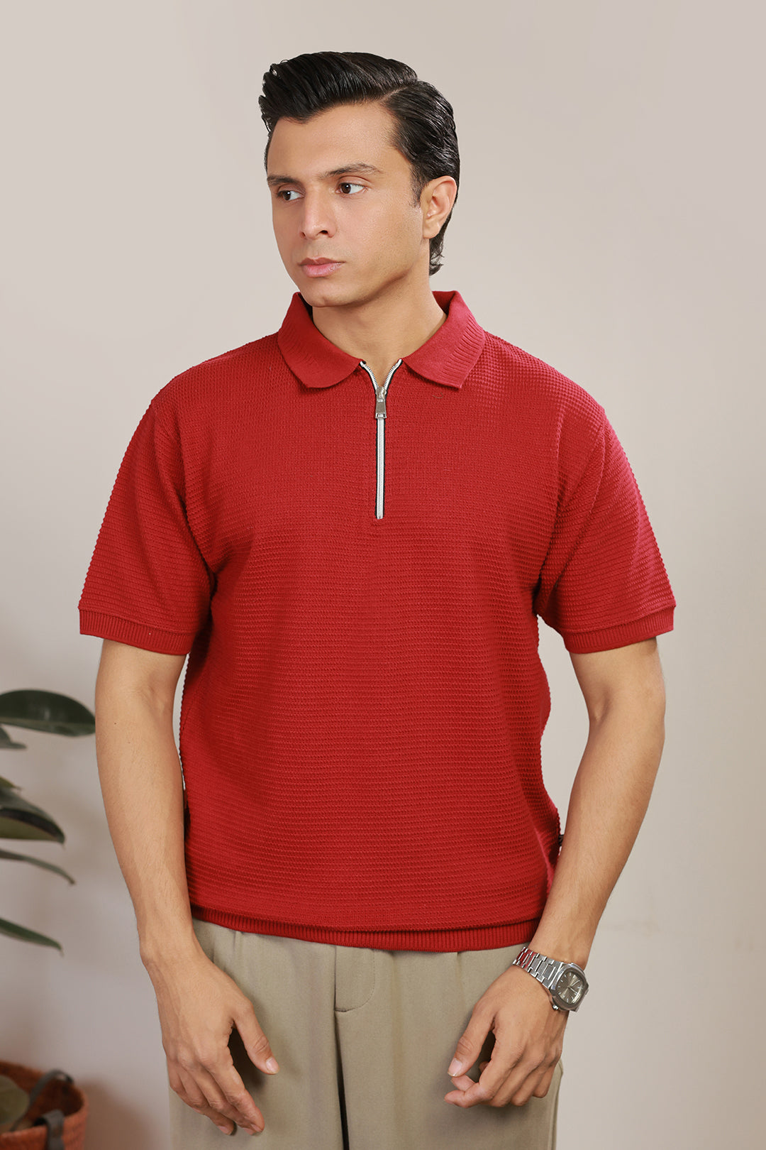 Loose Guage Zipper Polo - 6001