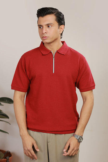 Loose Guage Zipper Polo - 6001