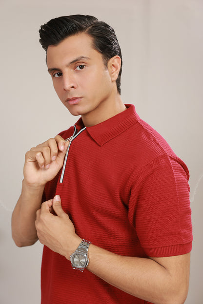 Loose Guage Zipper Polo - 6001