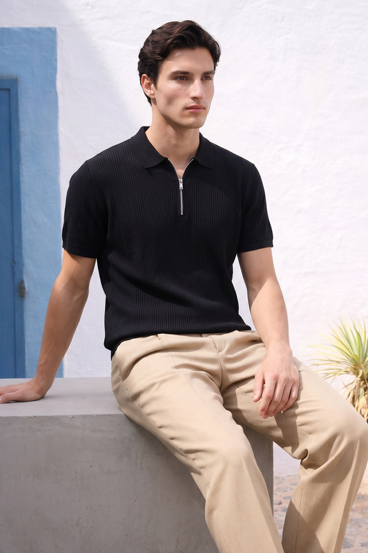 Loose Guage Zipper Polo - 6003