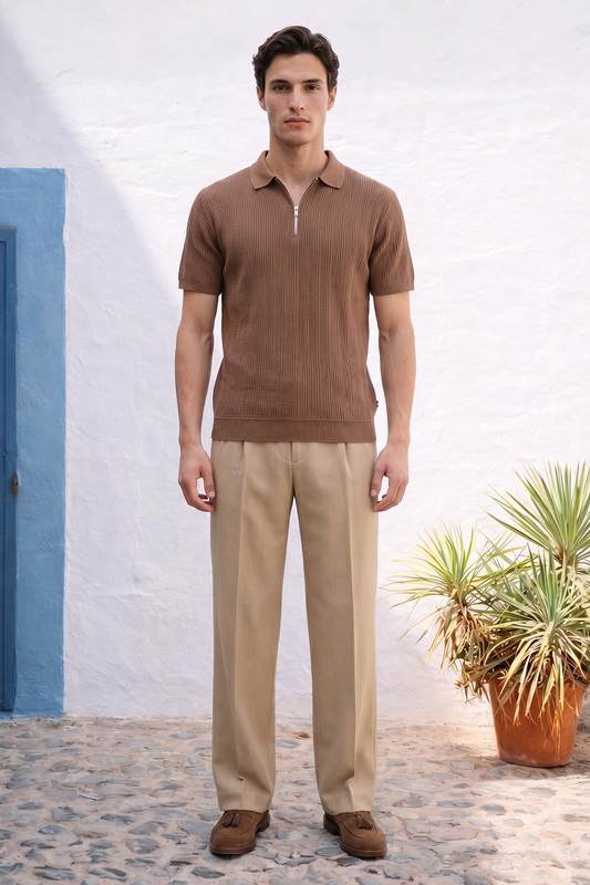 Loose Guage Zipper Polo - 6003