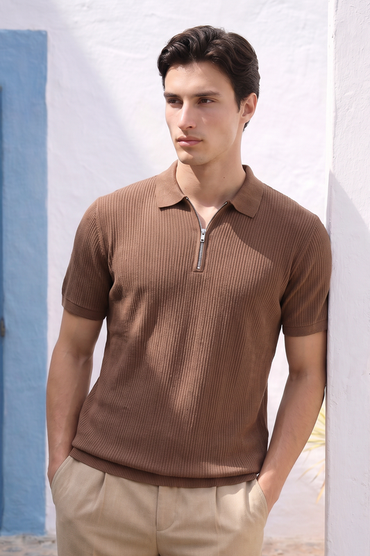 Loose Guage Zipper Polo - 6003
