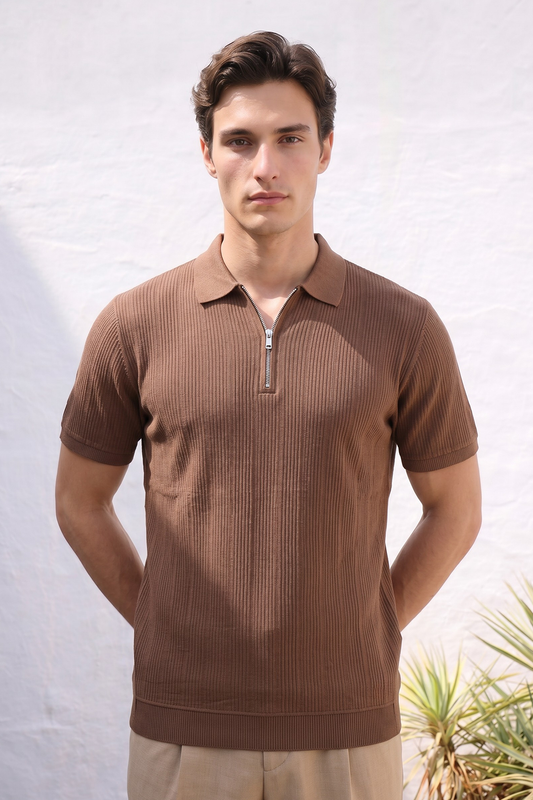 Loose Guage Zipper Polo - 6003
