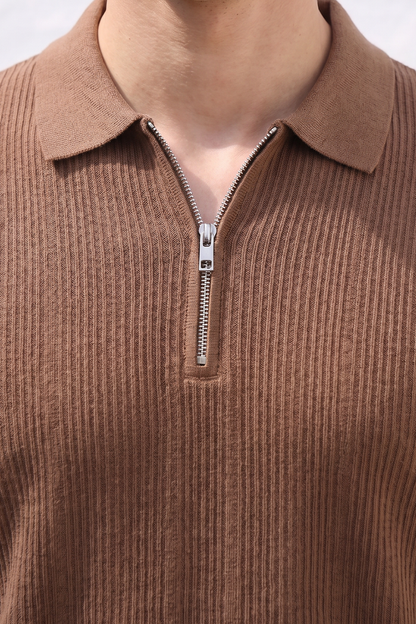 Loose Guage Zipper Polo - 6003