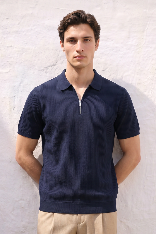 Loose Guage Zipper Polo - 6003