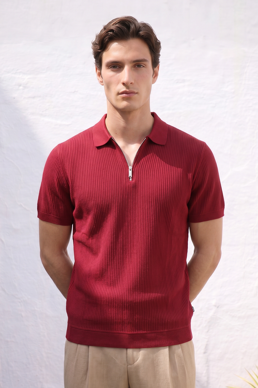 Loose Guage Zipper Polo - 6003