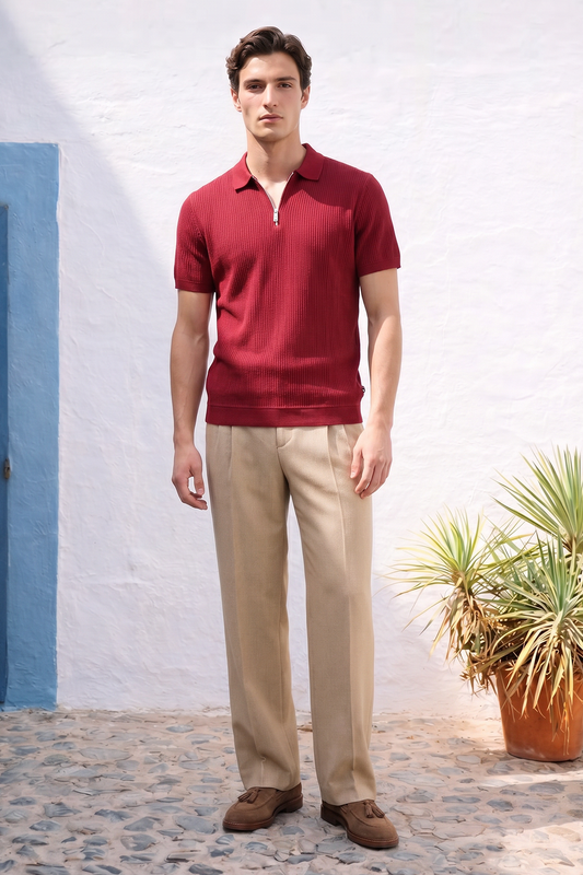 Loose Guage Zipper Polo - 6003