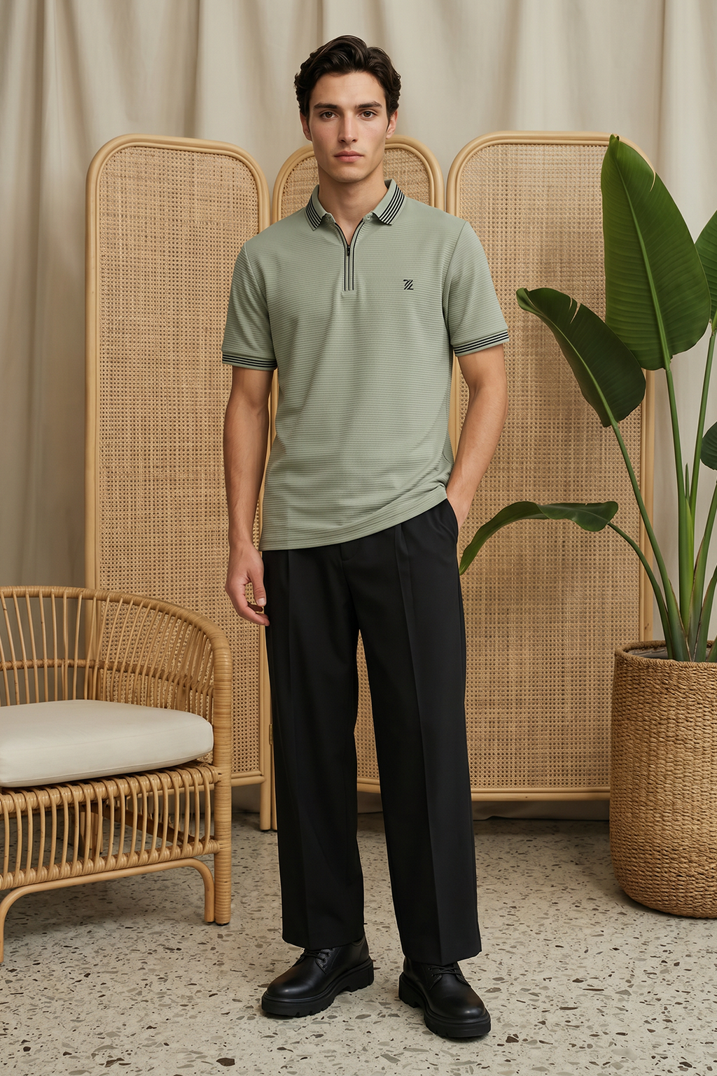 Ottoman Textured Polo - 6002