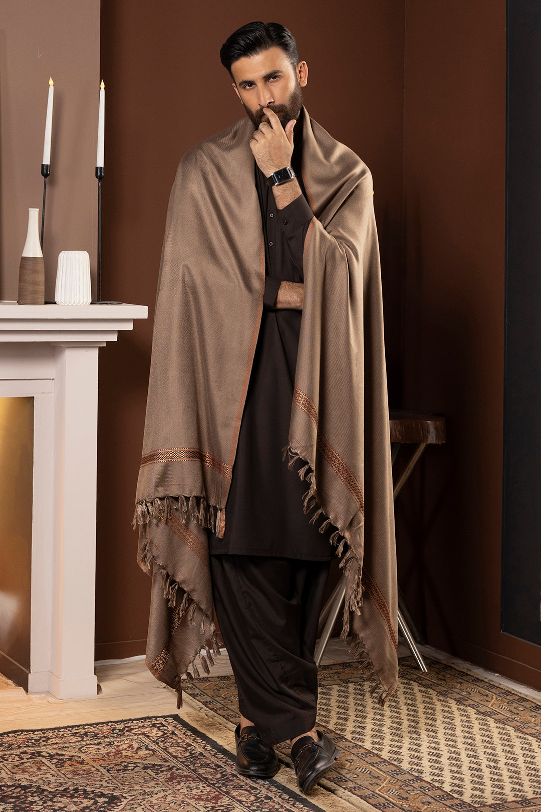 Men Shawl - 5009 - Rust