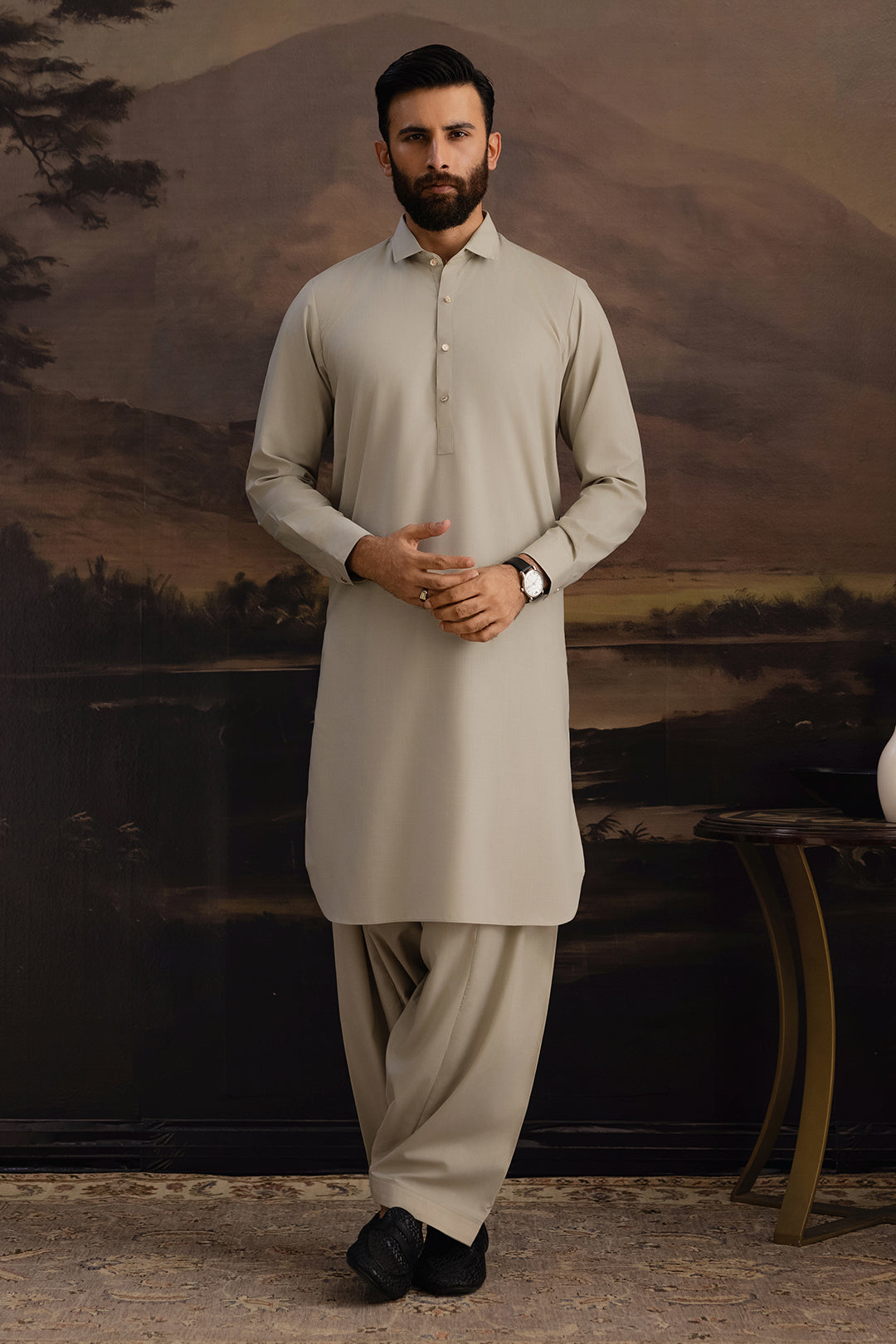 Slub Textured Shalwar Kameez - 2601