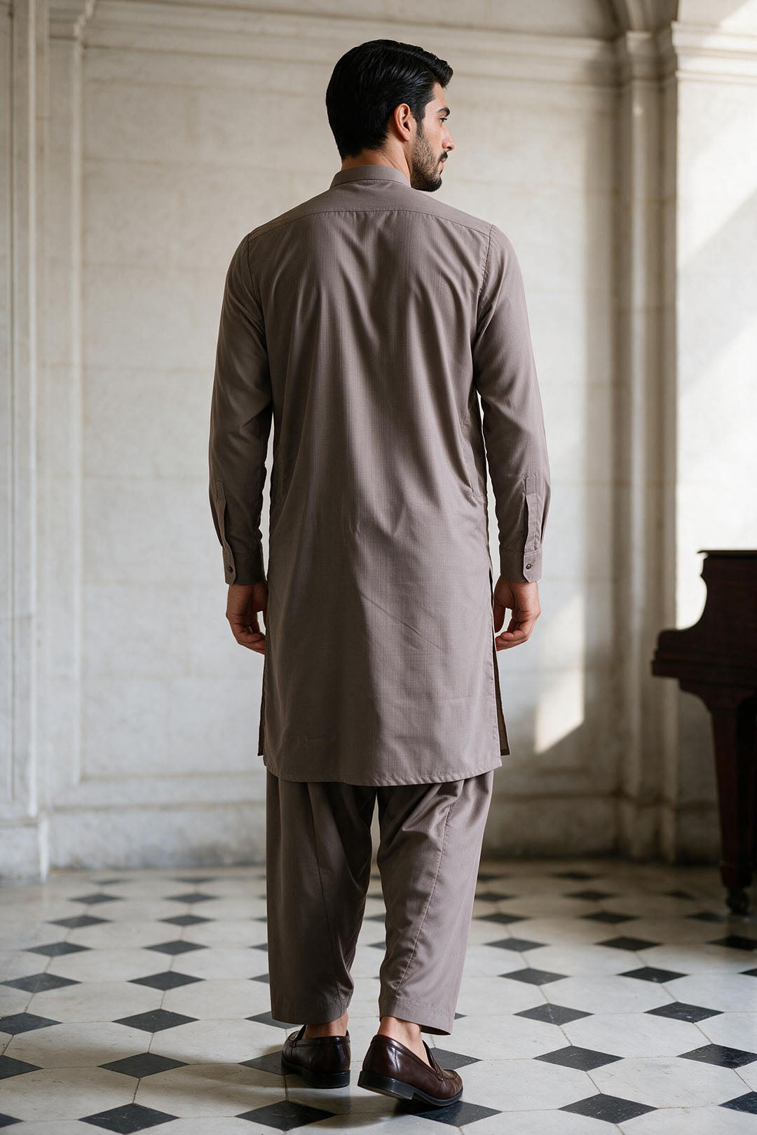 Slub Textured Shalwar Kameez - 2604