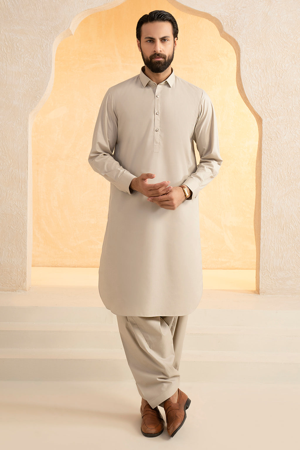 Slub Textured Shalwar Kameez - 9002