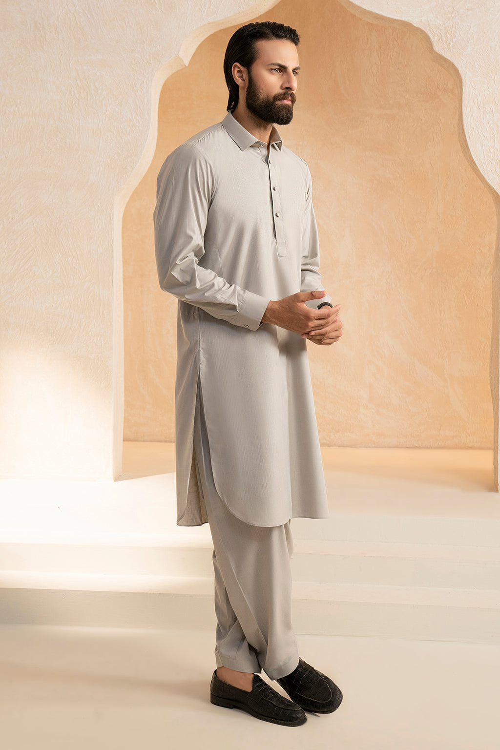 Slub Textured Shalwar Kameez - 9004