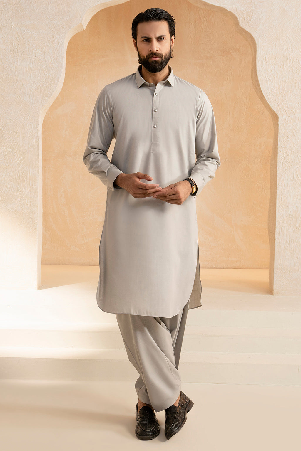 Slub Textured Shalwar Kameez - 9004