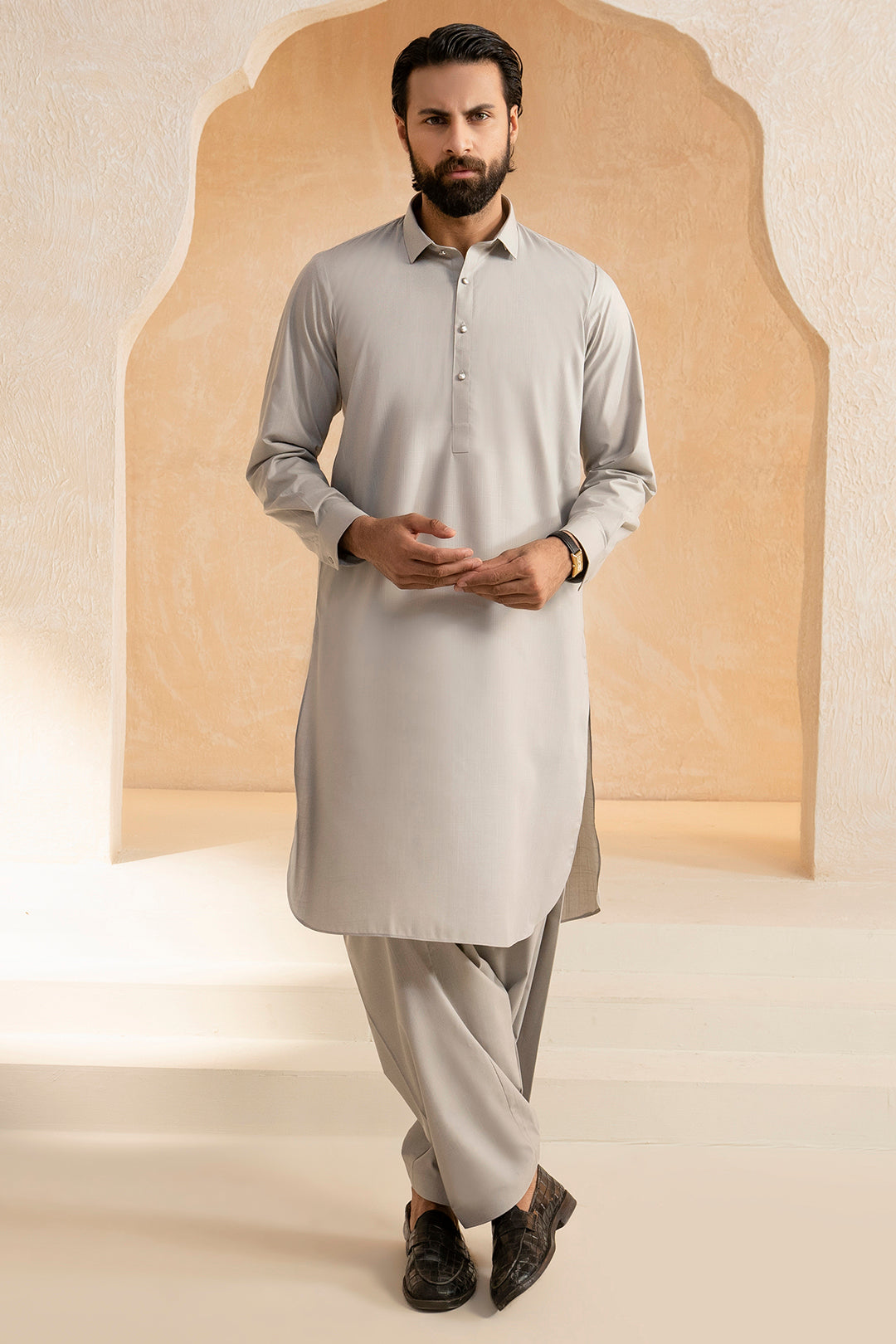Slub Textured Shalwar Kameez - 9004