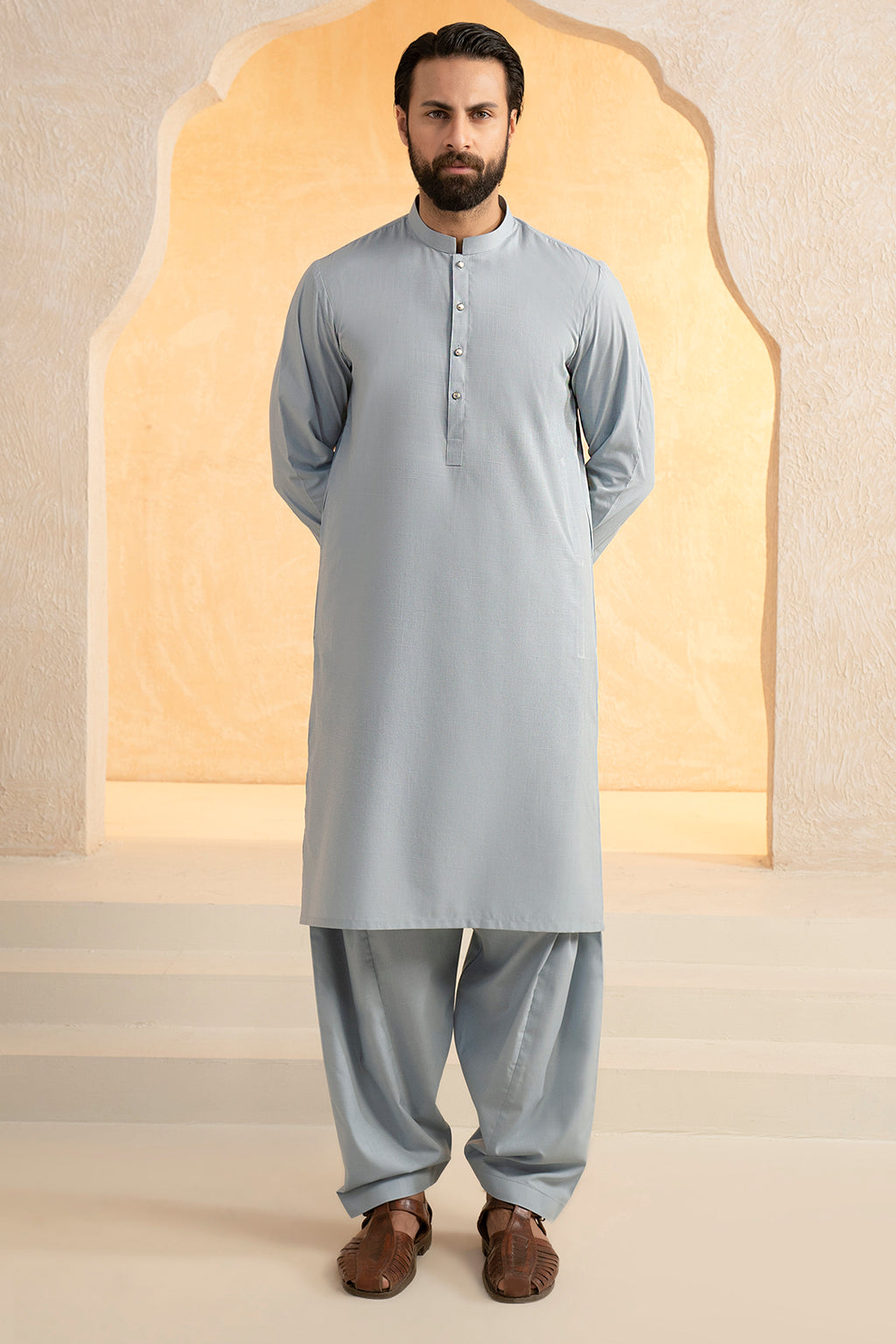 Slub Textured Shalwar Kameez - 9005