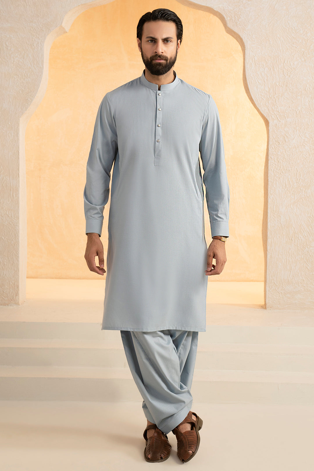 Slub Textured Shalwar Kameez - 9005