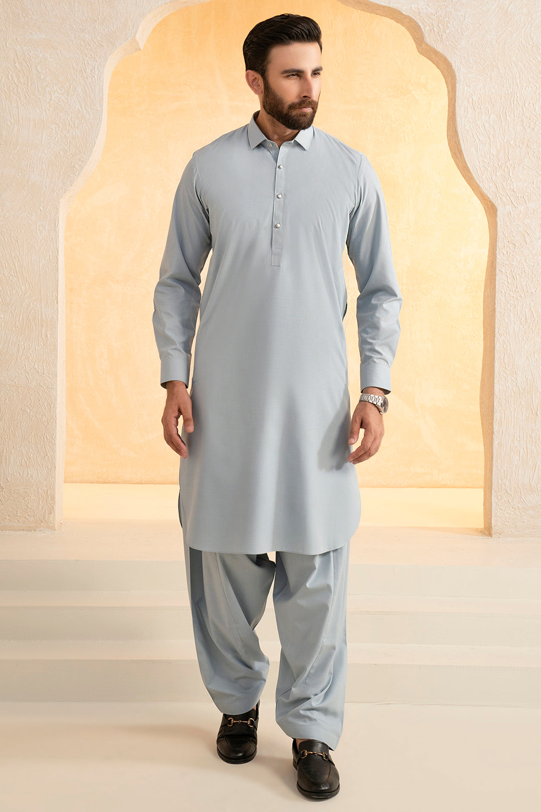 Slub Textured Shalwar Kameez - 9006