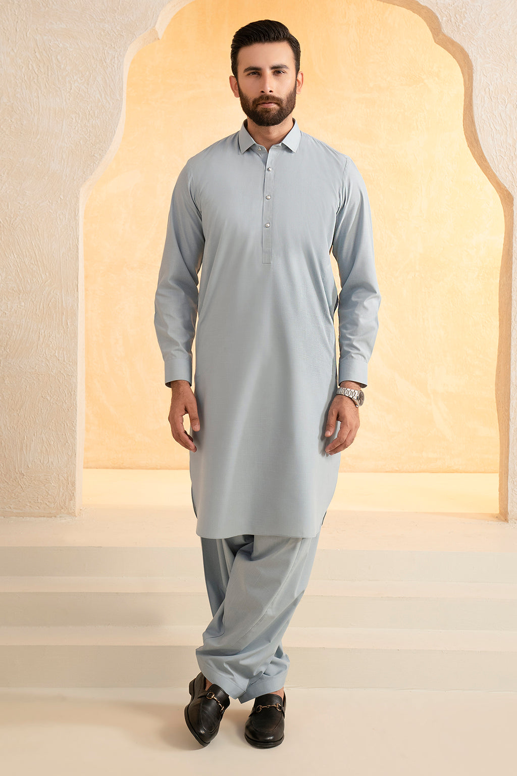 Slub Textured Shalwar Kameez - 9006