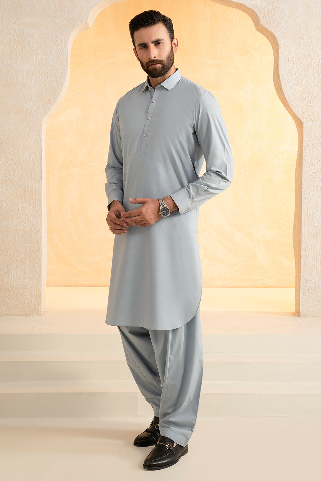 Slub Textured Shalwar Kameez - 9006