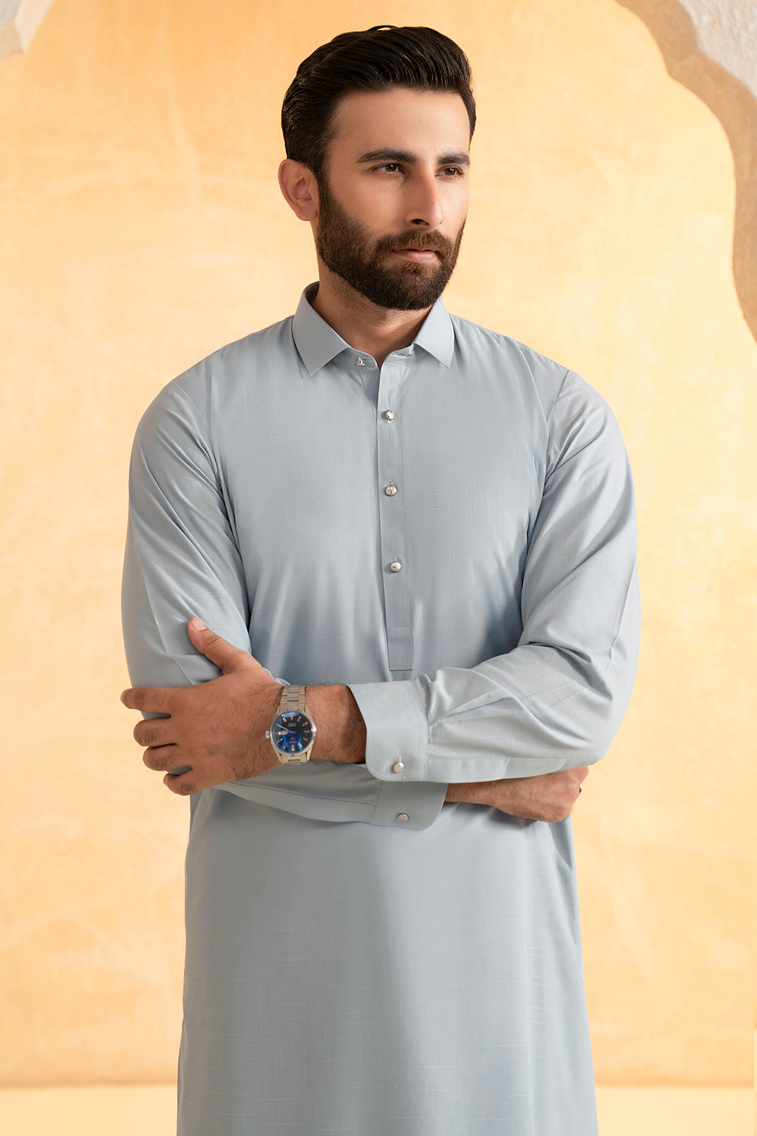 Slub Textured Shalwar Kameez - 9006