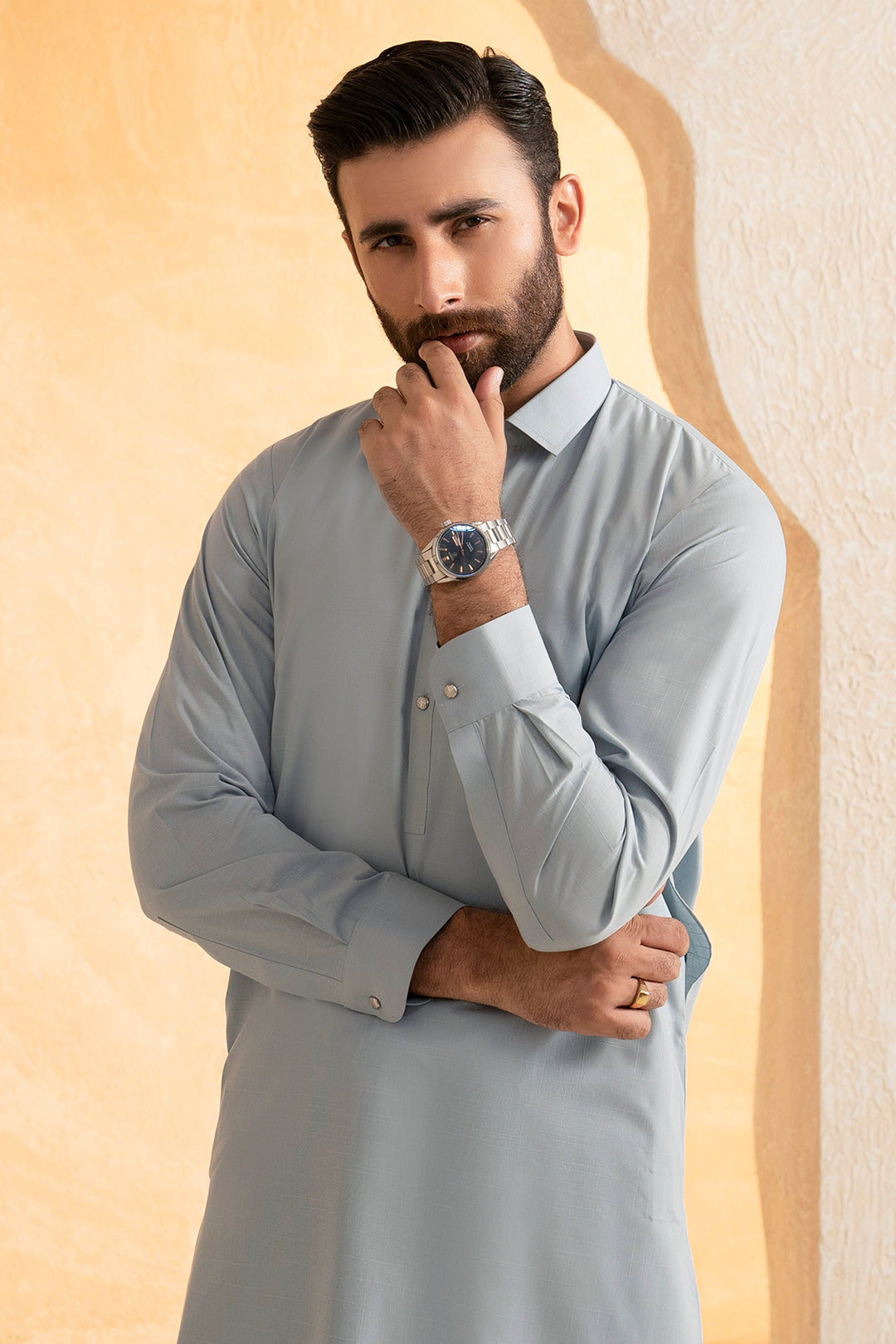Slub Textured Shalwar Kameez - 9006