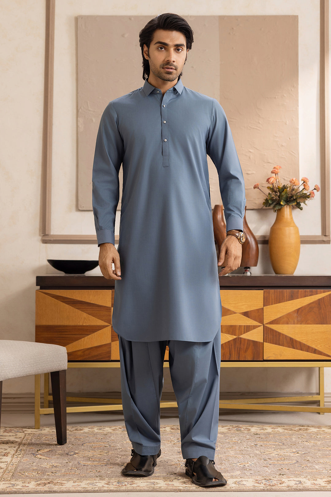 Slub Textured Shalwar Kameez - 6007