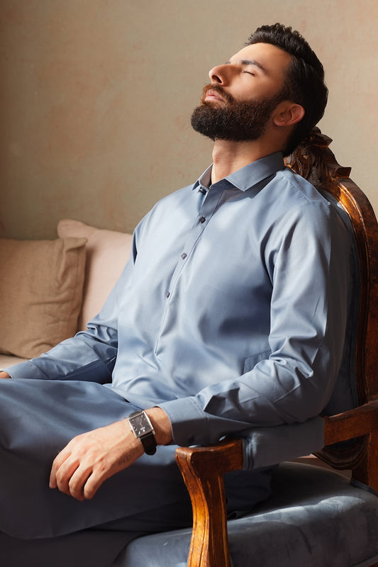 Slub Textured Shalwar Kameez - 6007