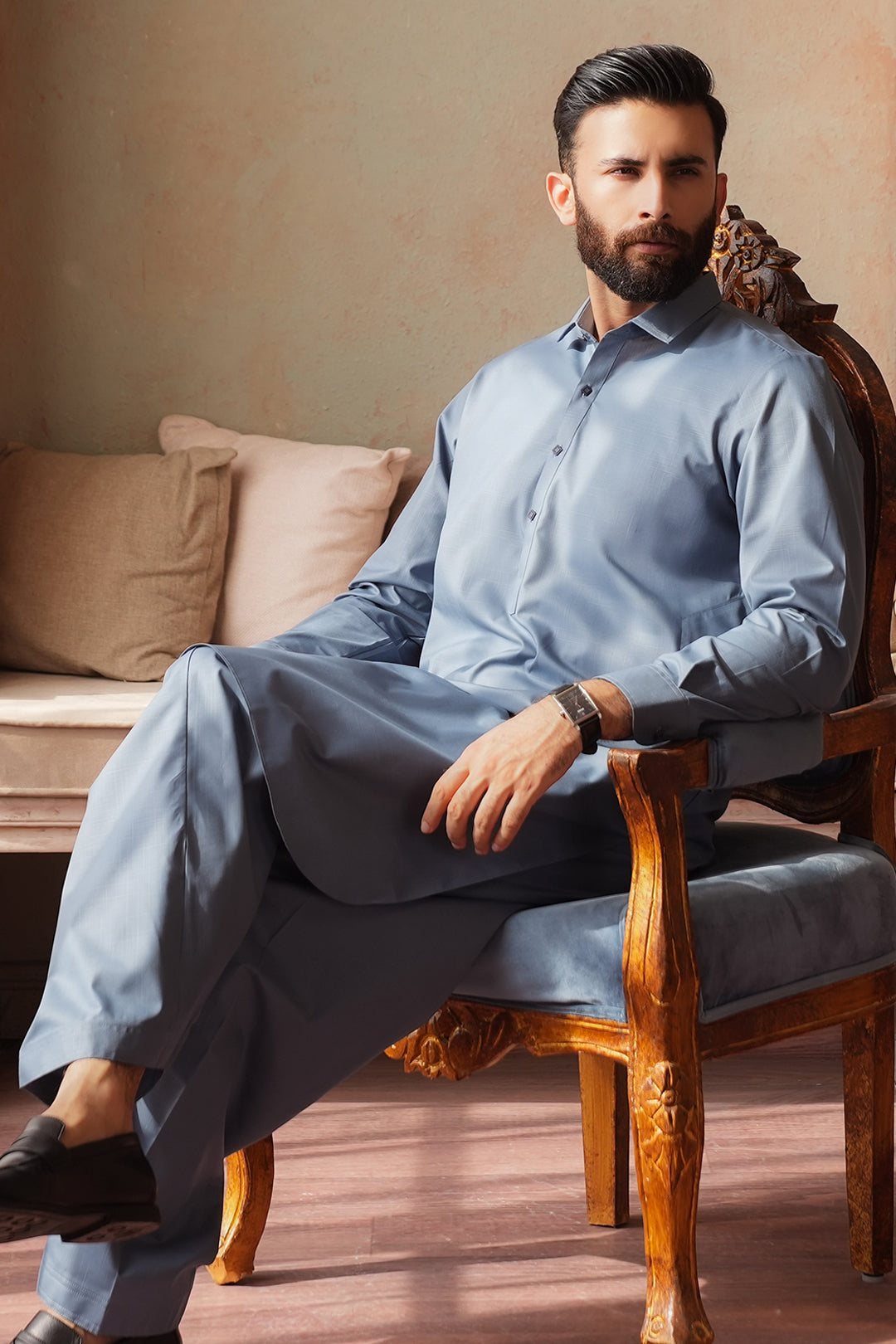 Slub Textured Shalwar Kameez - 6007