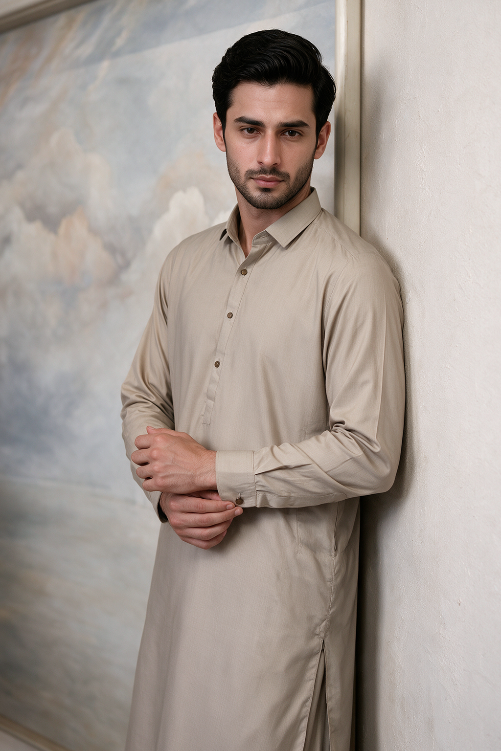 Slub Textured Shalwar Kameez - 6009