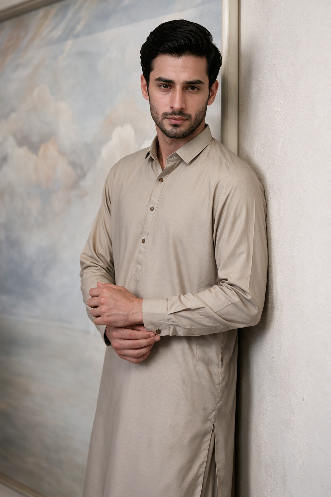Slub Textured Shalwar Kameez - 6009