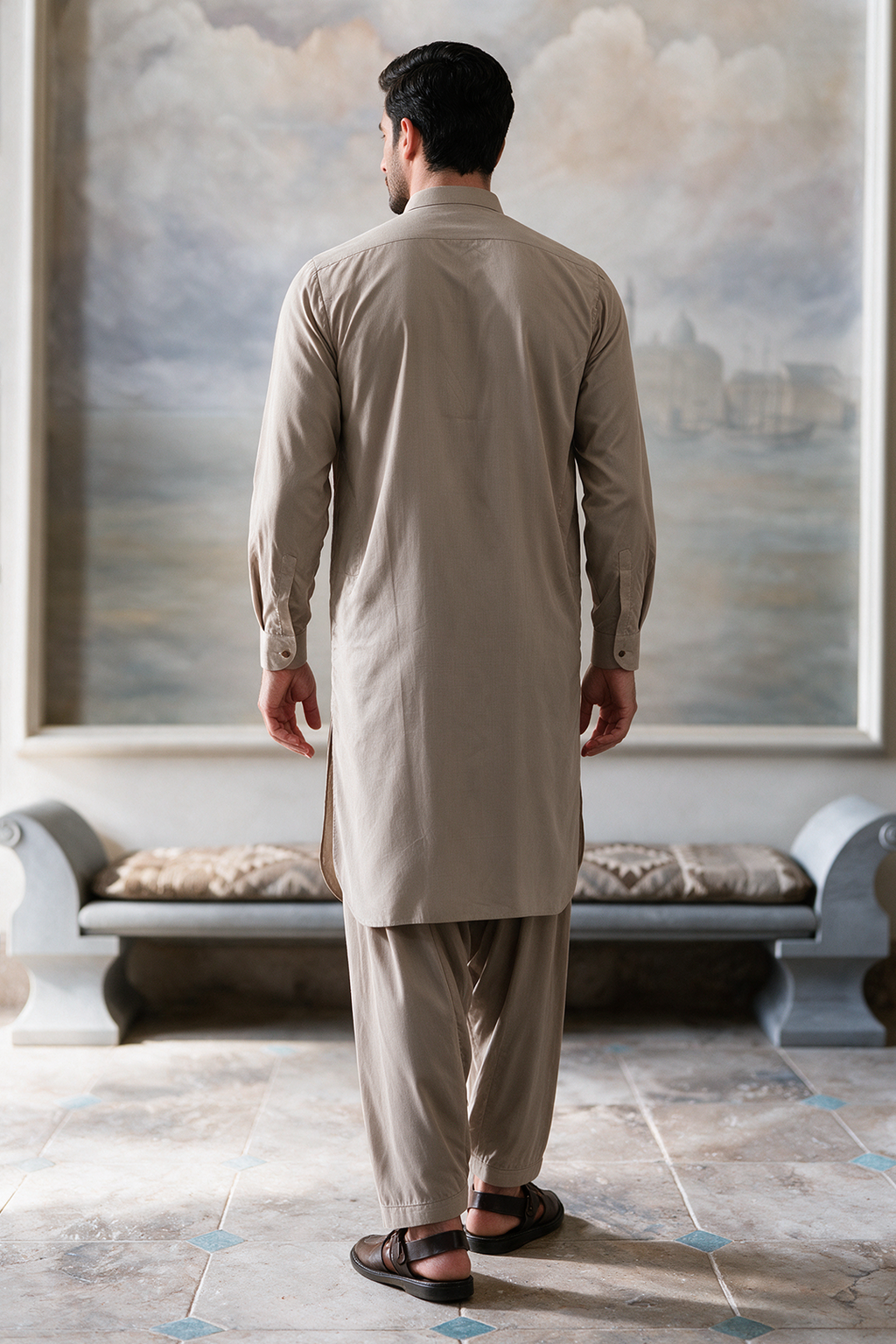 Slub Textured Shalwar Kameez - 6009