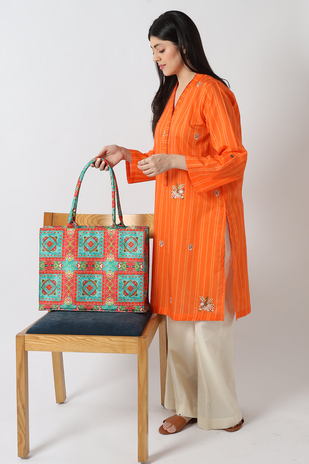 Canvas Bags - E284|Pink & Green