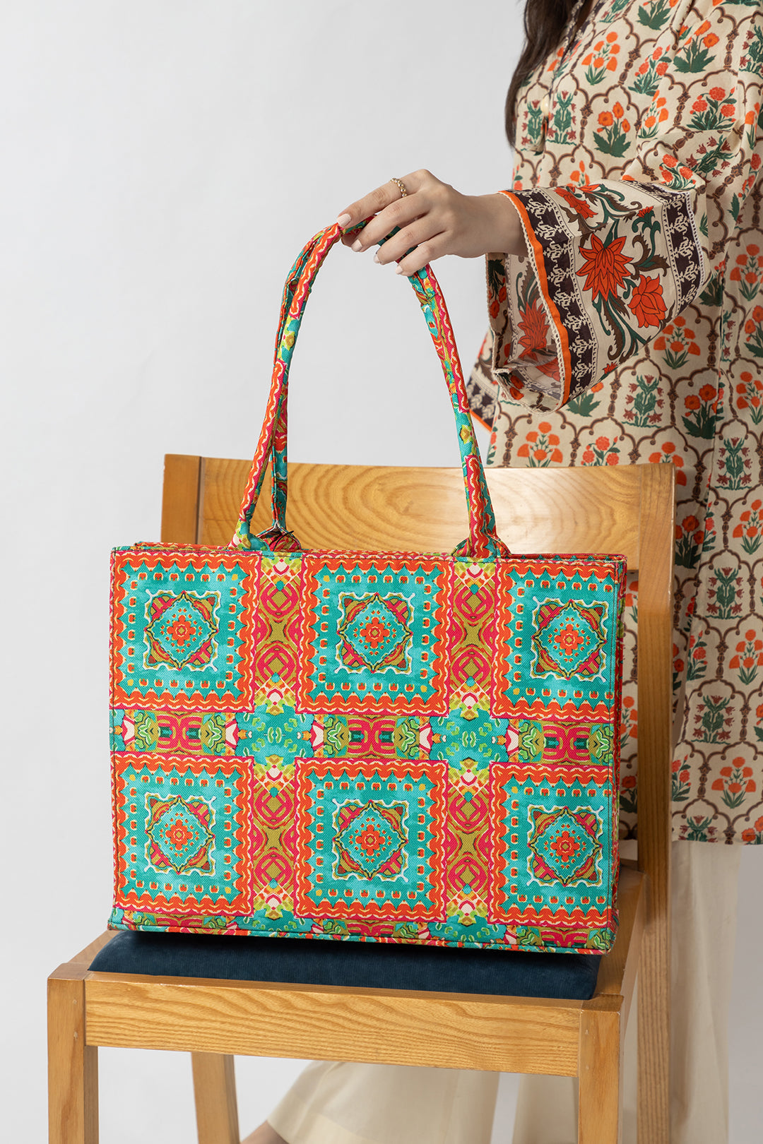 Canvas Bags - E284|Pink & Green
