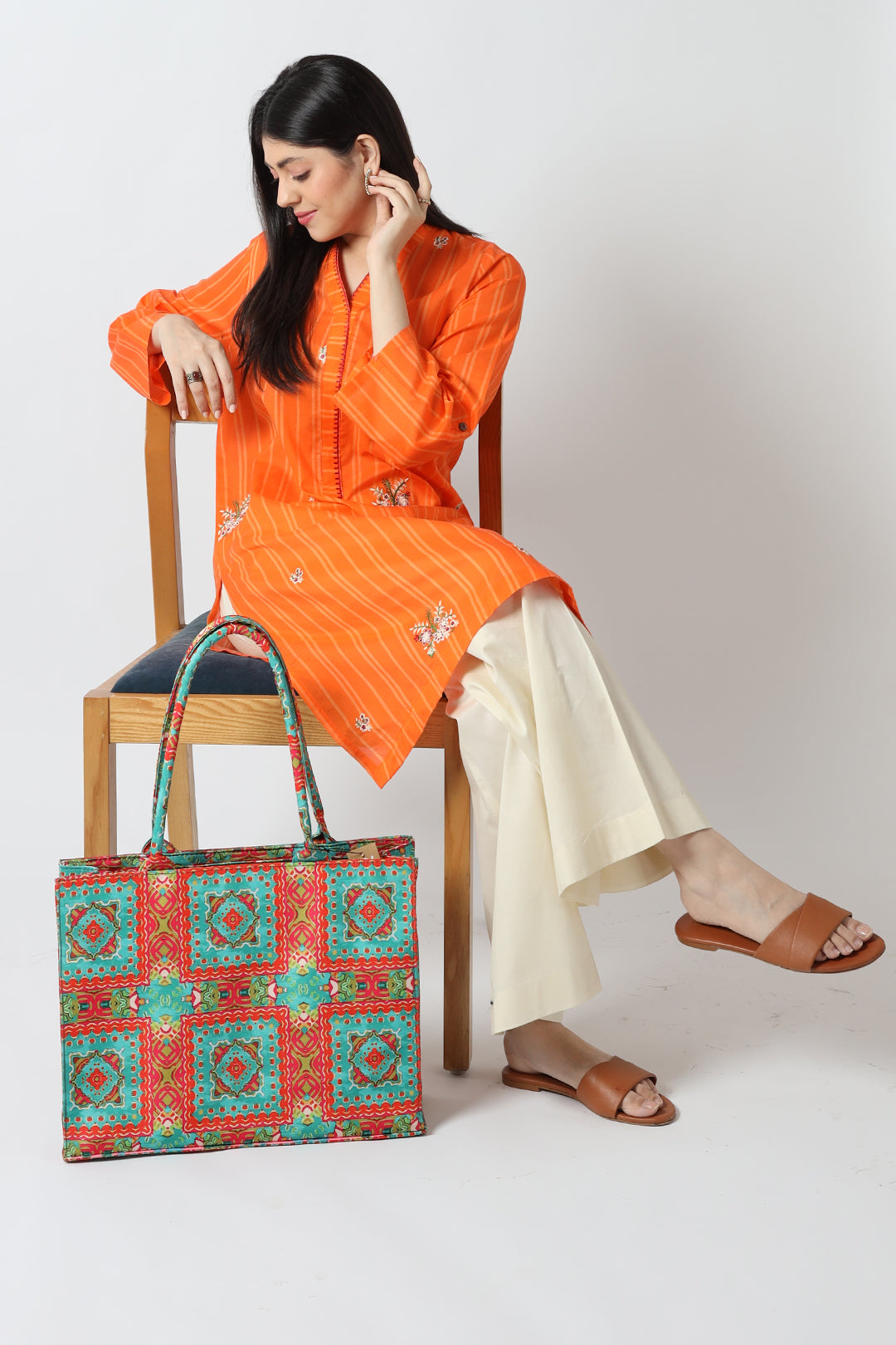 Canvas Bags - E284|Pink & Green