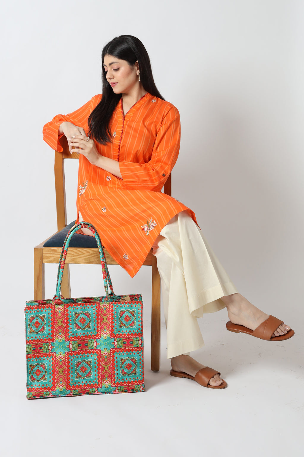 Canvas Bags - E284|Pink & Green