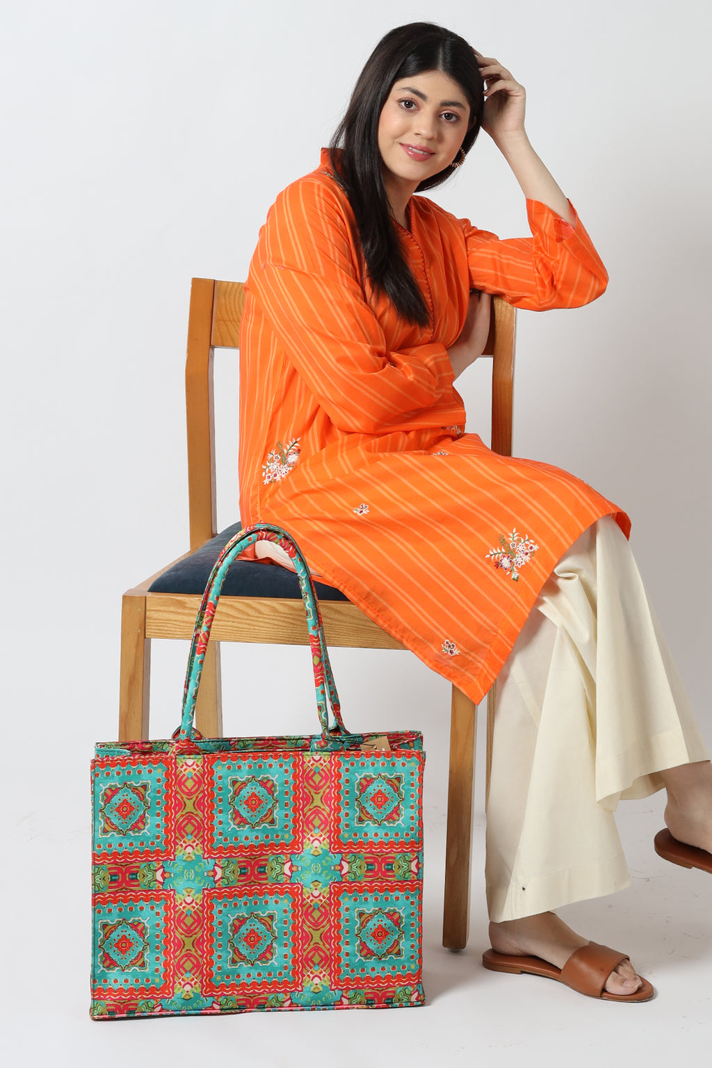 Canvas Bags - E284|Pink & Green