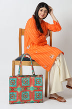 Canvas Bags - E284|Pink & Green