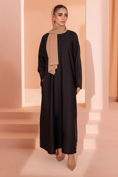 Single Button Plain Abaya with Pocket - 5001